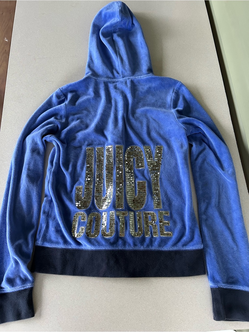 Vintage JUICY COUTURE VELOUR ZIP UP HOODIE JACKET WITH SEQUINS Y2K 2000’s RARE